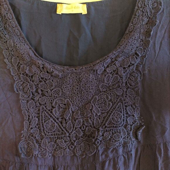 Altar'd State Navy Blue Minimalist Boho Babydoll Top S Crochet Festival Y2K - Picture 5 of 9